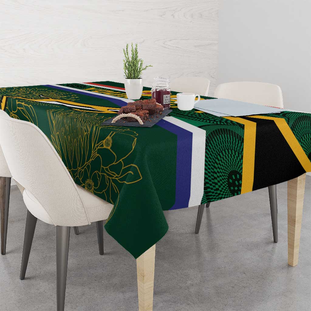 Custom South Africa Rugby Tablecloth Springboks Mascot African Pattern - Wonder Print Shop