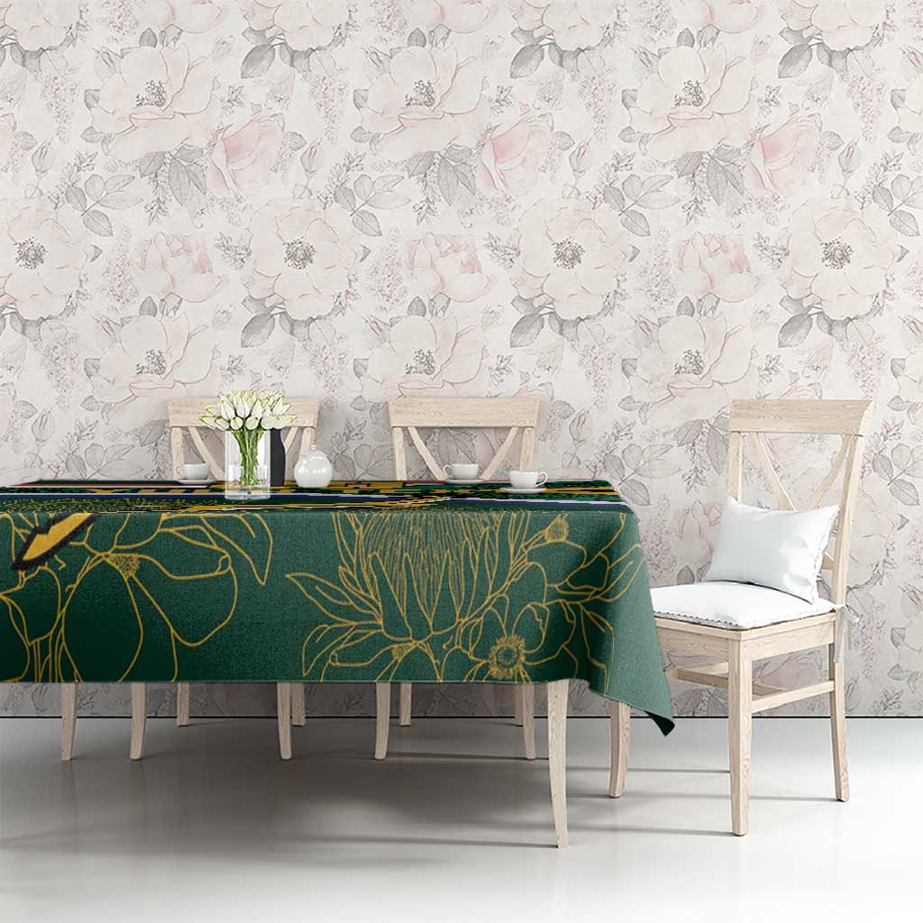 Custom South Africa Rugby Tablecloth Springboks Mascot African Pattern - Wonder Print Shop