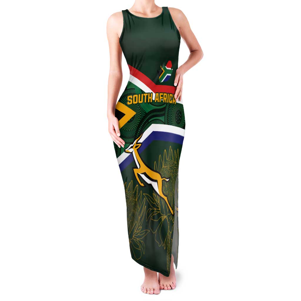 Custom South Africa Rugby Tank Maxi Dress Springboks Mascot African Pattern - Wonder Print Shop