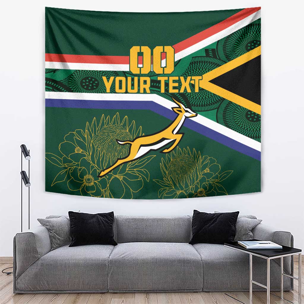 Custom South Africa Rugby Tapestry Springboks Mascot African Pattern - Wonder Print Shop