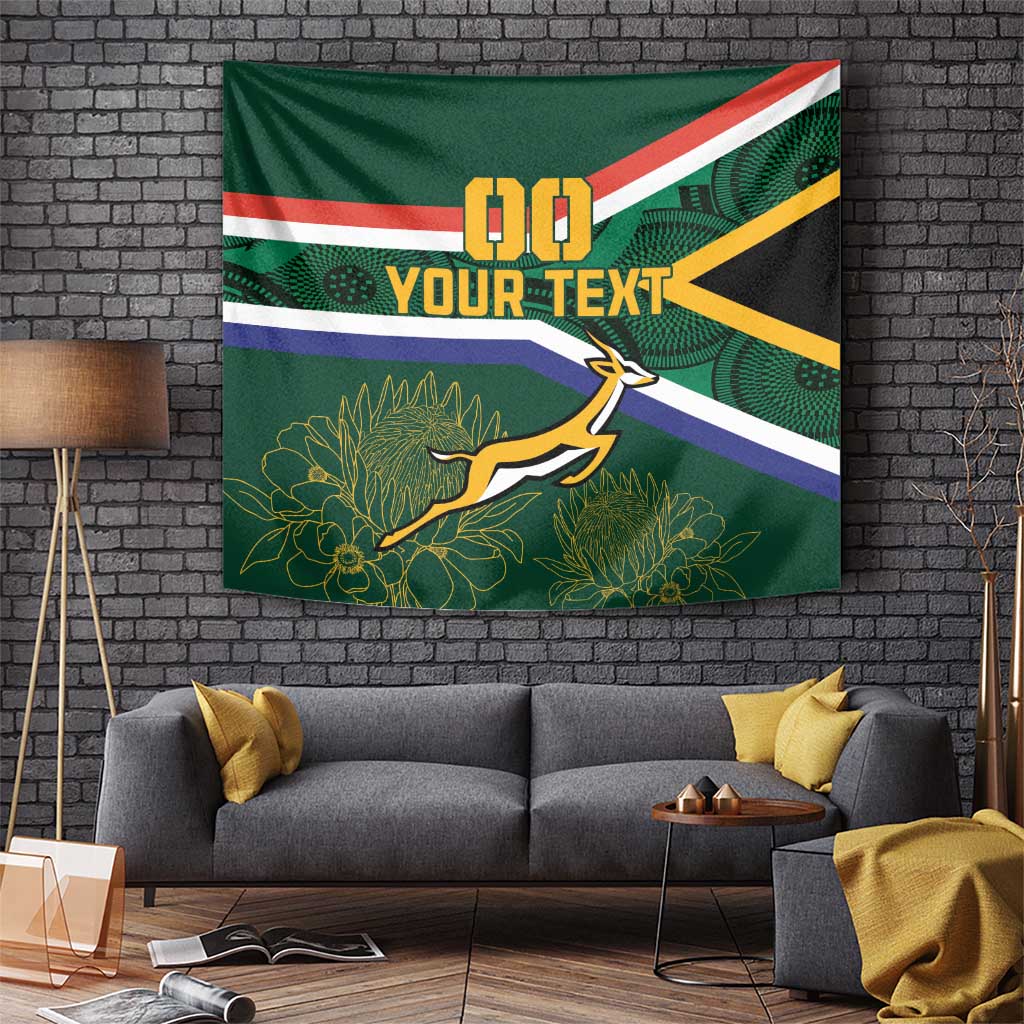 Custom South Africa Rugby Tapestry Springboks Mascot African Pattern - Wonder Print Shop