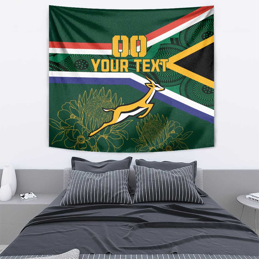 Custom South Africa Rugby Tapestry Springboks Mascot African Pattern - Wonder Print Shop