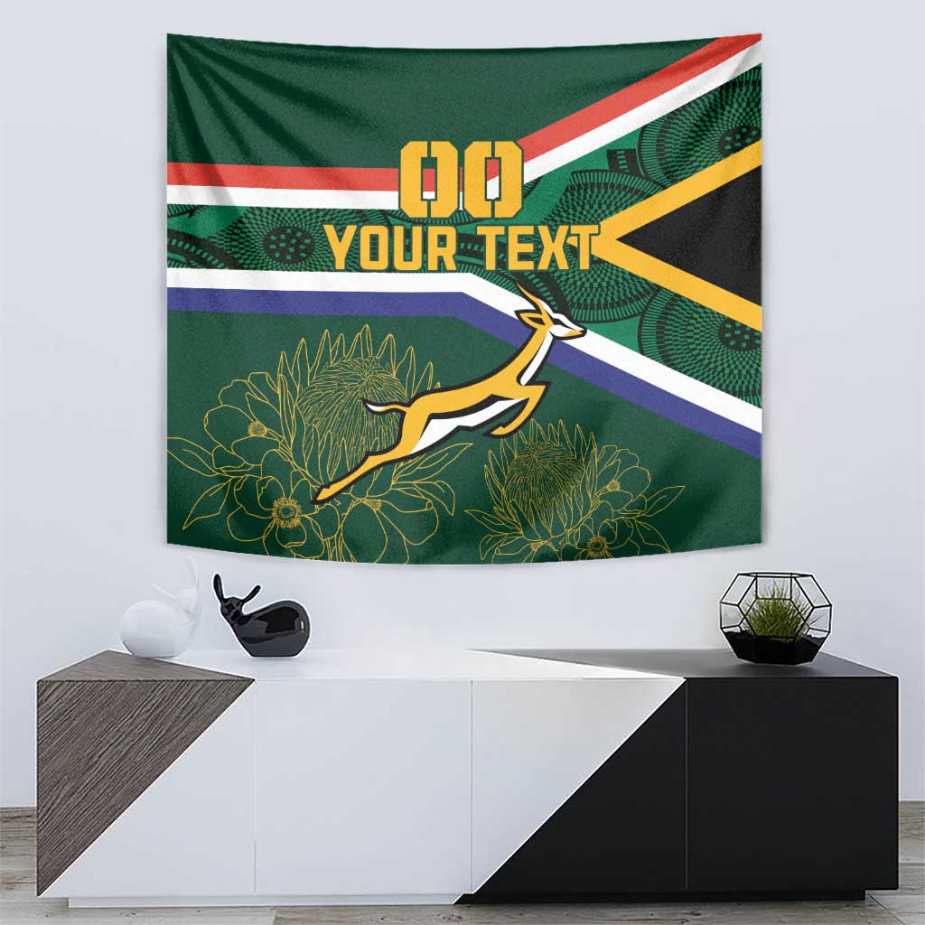 Custom South Africa Rugby Tapestry Springboks Mascot African Pattern - Wonder Print Shop
