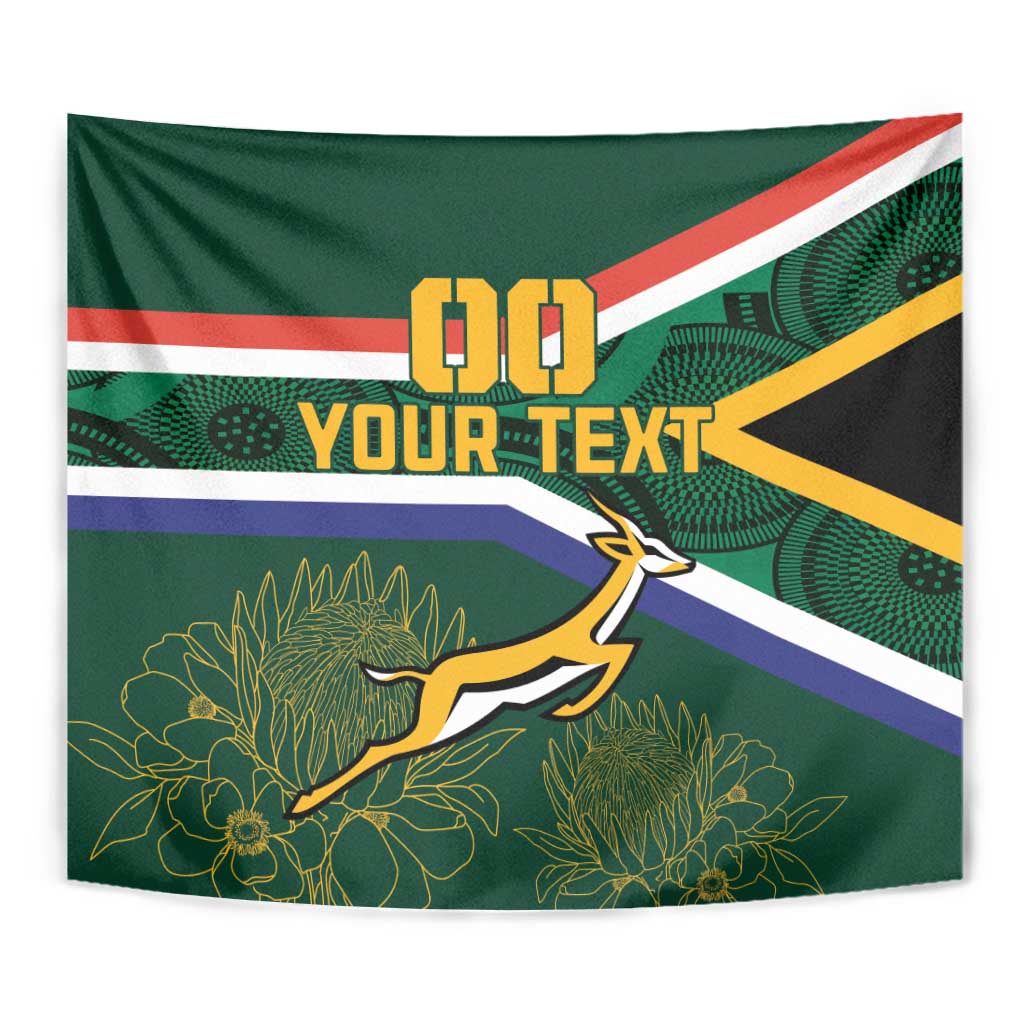 Custom South Africa Rugby Tapestry Springboks Mascot African Pattern - Wonder Print Shop