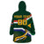 Custom South Africa Rugby Wearable Blanket Hoodie Springboks Mascot African Pattern - Wonder Print Shop