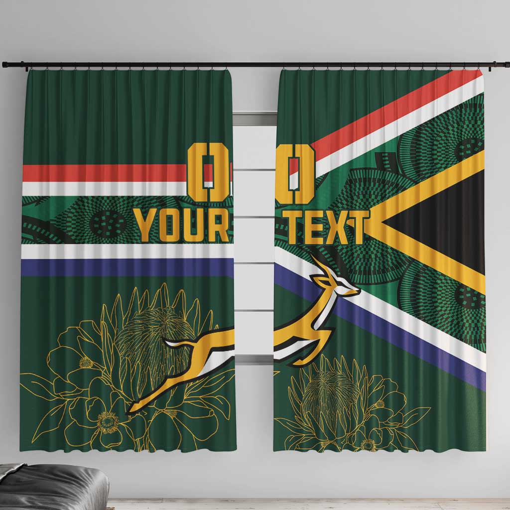 Custom South Africa Rugby Window Curtain Springboks Mascot African Pattern - Wonder Print Shop