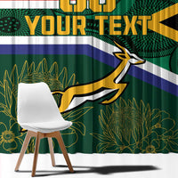 Custom South Africa Rugby Window Curtain Springboks Mascot African Pattern - Wonder Print Shop