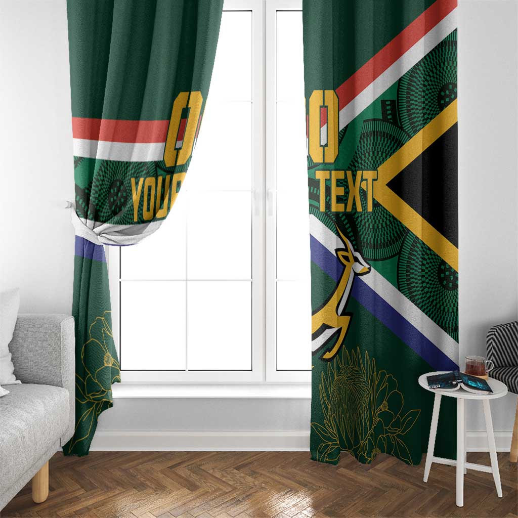 Custom South Africa Rugby Window Curtain Springboks Mascot African Pattern - Wonder Print Shop