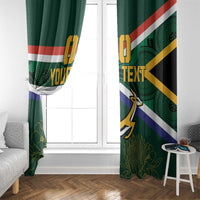 Custom South Africa Rugby Window Curtain Springboks Mascot African Pattern - Wonder Print Shop