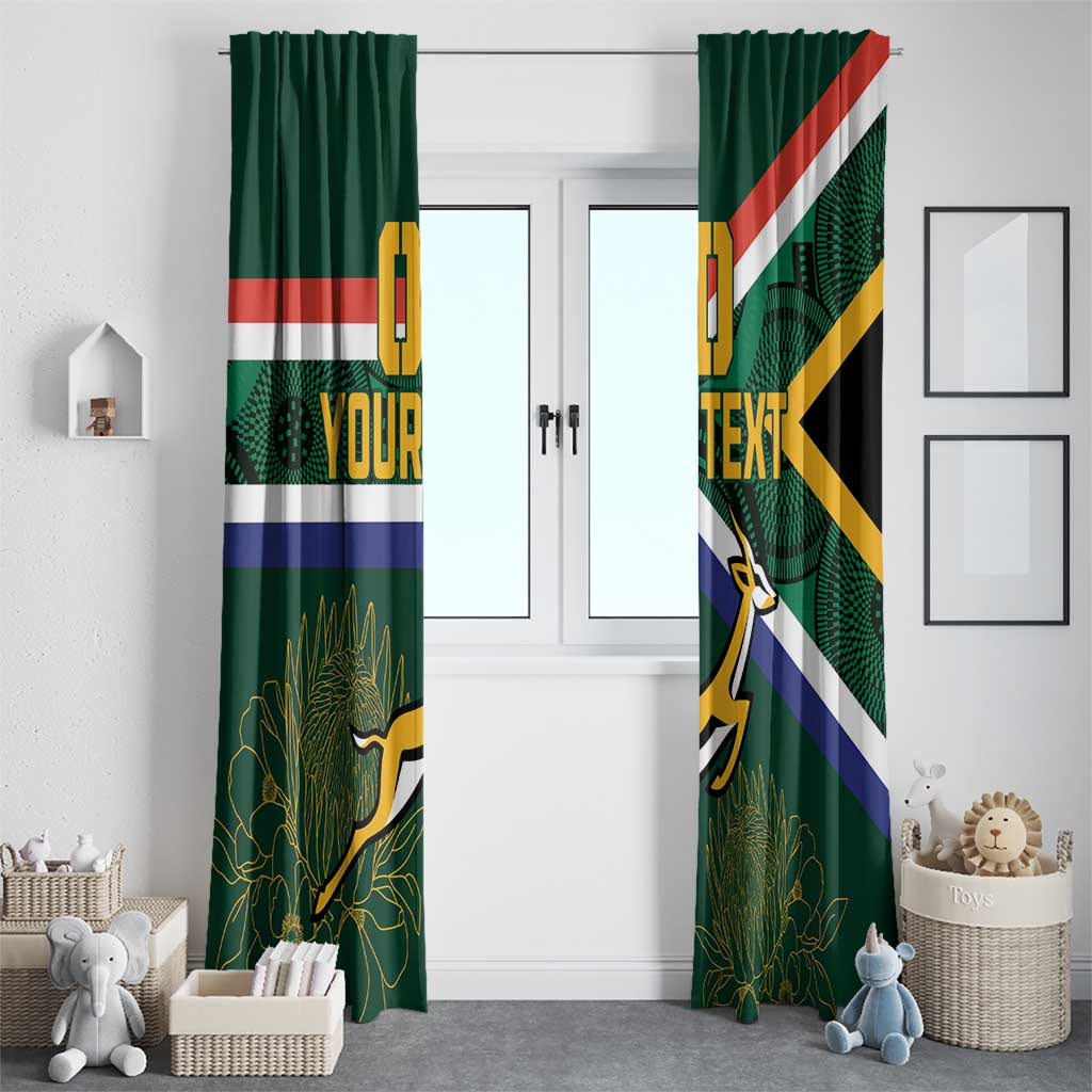 Custom South Africa Rugby Window Curtain Springboks Mascot African Pattern - Wonder Print Shop