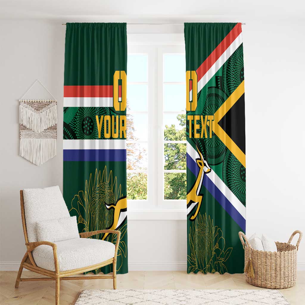 Custom South Africa Rugby Window Curtain Springboks Mascot African Pattern - Wonder Print Shop