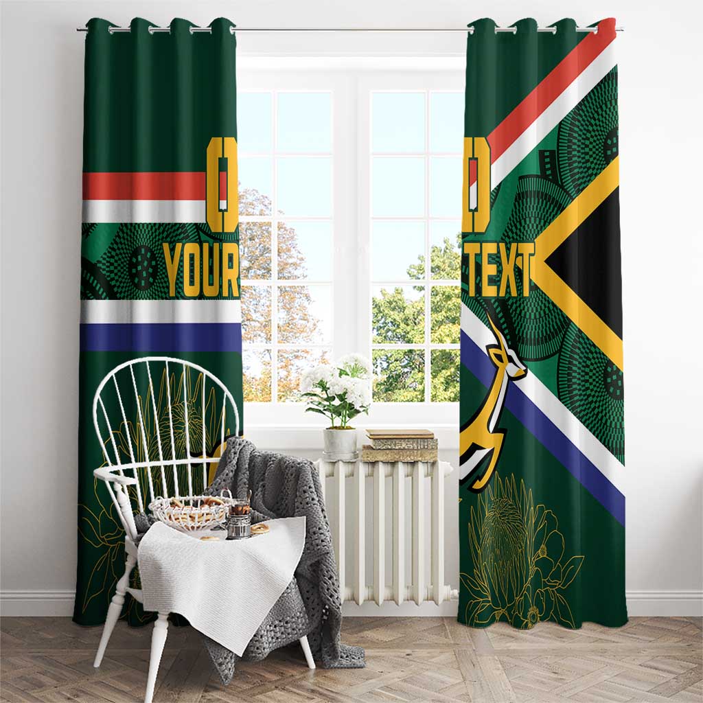 Custom South Africa Rugby Window Curtain Springboks Mascot African Pattern - Wonder Print Shop