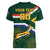 Custom South Africa Rugby Women V-Neck T-Shirt Springboks Mascot African Pattern - Wonder Print Shop