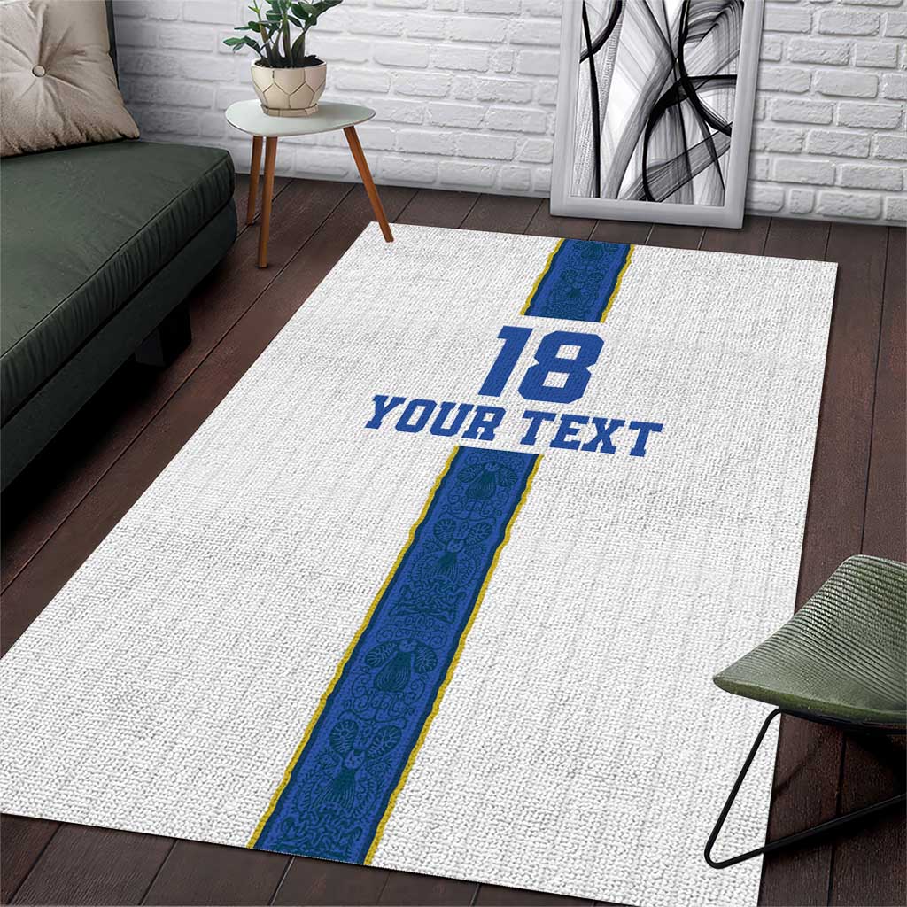 Custom Finland Football Area Rug Suomi Champion Sami Pattern - Wonder Print Shop
