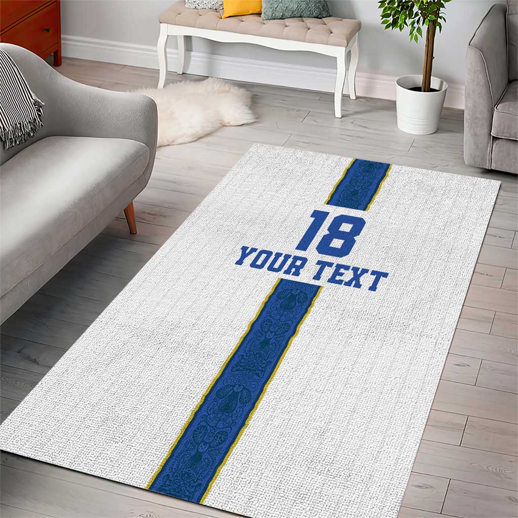 Custom Finland Football Area Rug Suomi Champion Sami Pattern - Wonder Print Shop