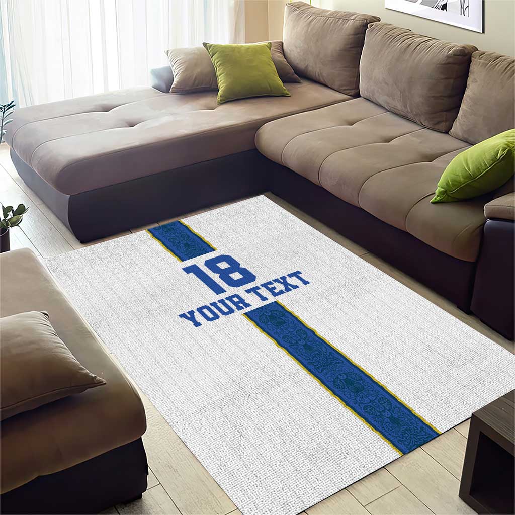 Custom Finland Football Area Rug Suomi Champion Sami Pattern - Wonder Print Shop
