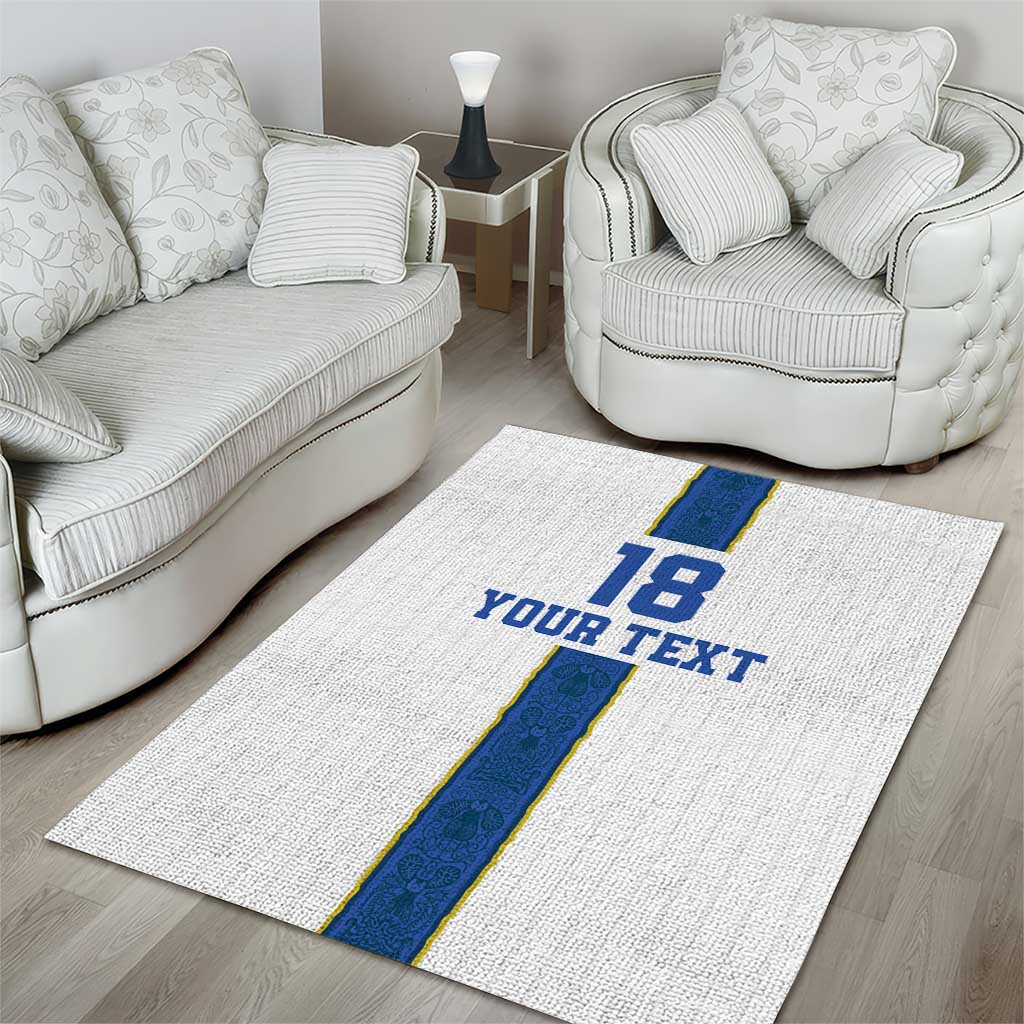 Custom Finland Football Area Rug Suomi Champion Sami Pattern - Wonder Print Shop