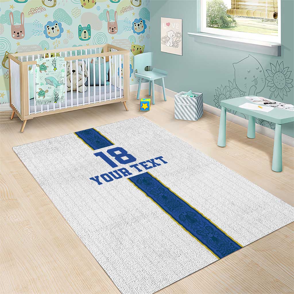 Custom Finland Football Area Rug Suomi Champion Sami Pattern - Wonder Print Shop