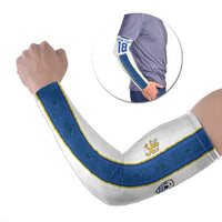 Custom Finland Football Arm Sleeves Suomi Champion Sami Pattern - Wonder Print Shop