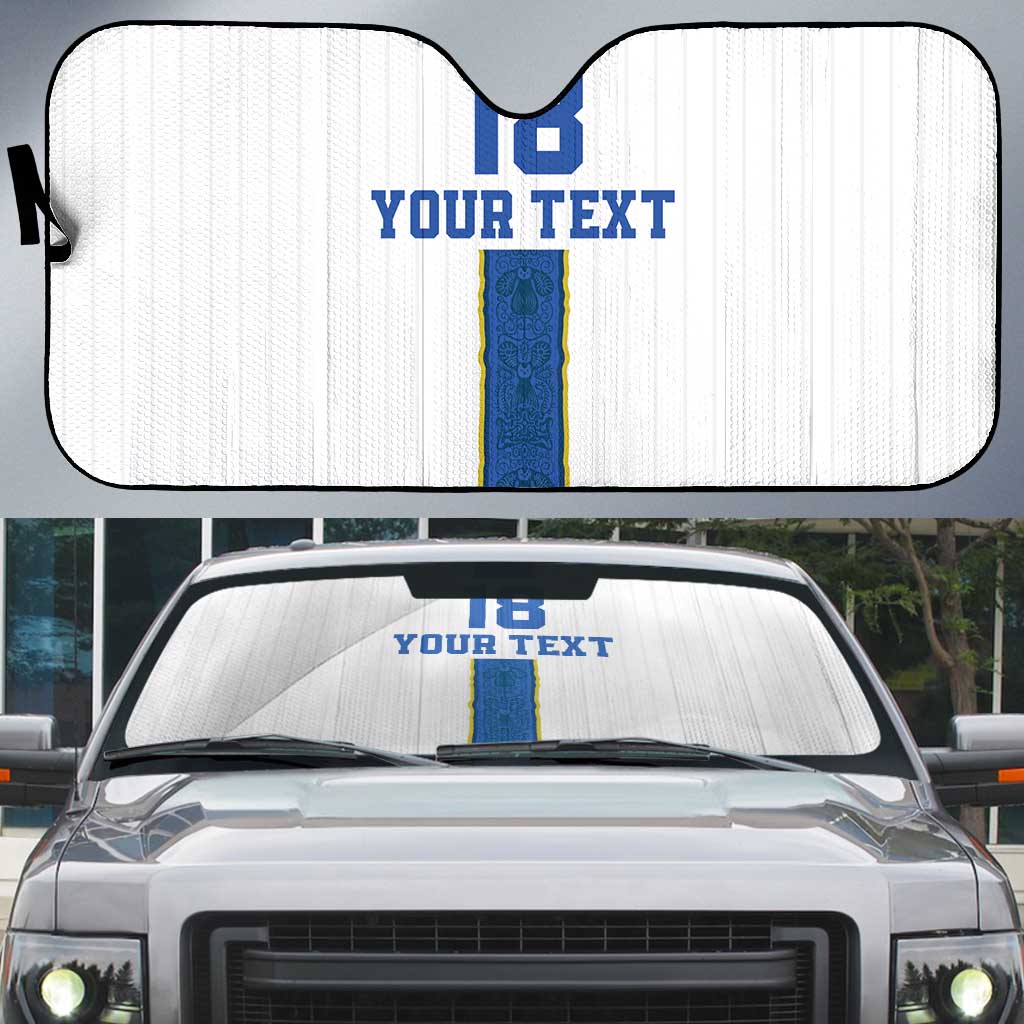 Custom Finland Football Auto Sun Shade Suomi Champion Sami Pattern - Wonder Print Shop