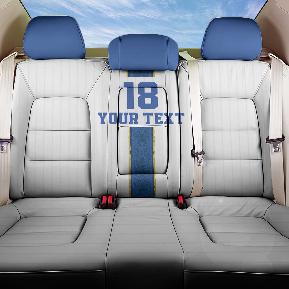 Custom Finland Football Back Car Seat Cover Suomi Champion Sami Pattern - Wonder Print Shop