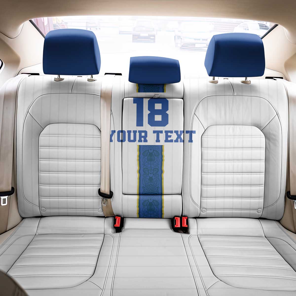 Custom Finland Football Back Car Seat Cover Suomi Champion Sami Pattern - Wonder Print Shop