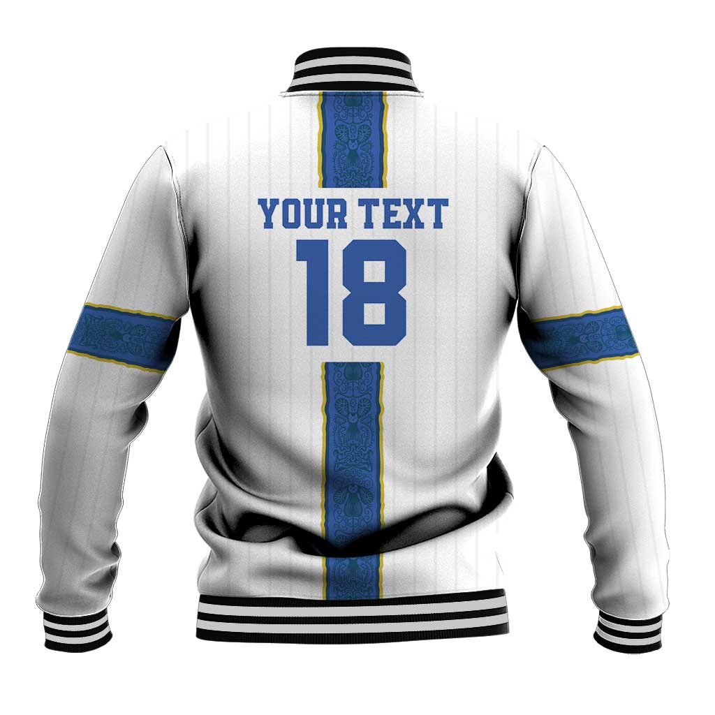 Custom Finland Football Baseball Jacket Suomi Champion Sami Pattern - Wonder Print Shop