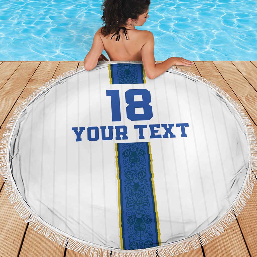 Custom Finland Football Beach Blanket Suomi Champion Sami Pattern - Wonder Print Shop