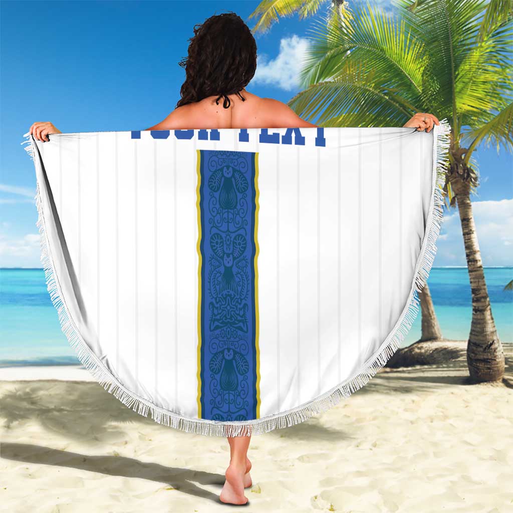 Custom Finland Football Beach Blanket Suomi Champion Sami Pattern - Wonder Print Shop