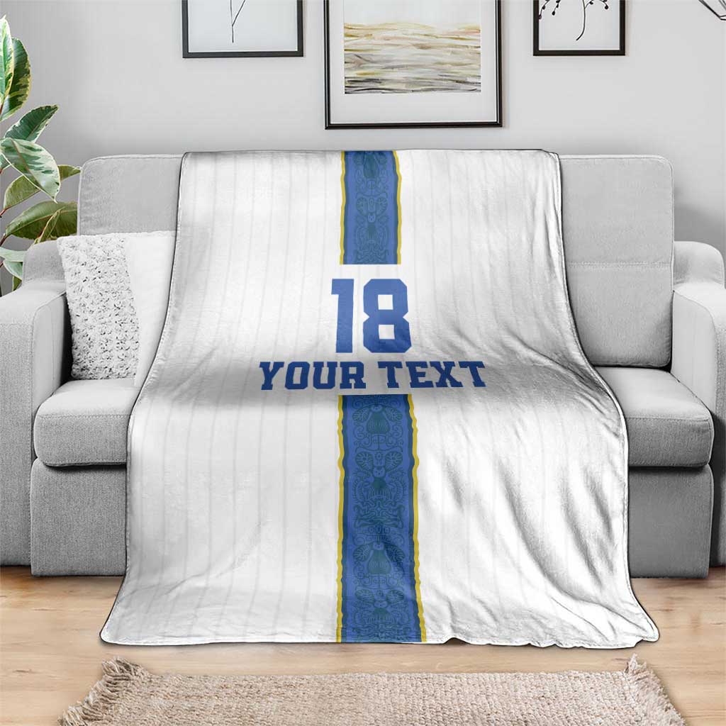 Custom Finland Football Blanket Suomi Champion Sami Pattern - Wonder Print Shop