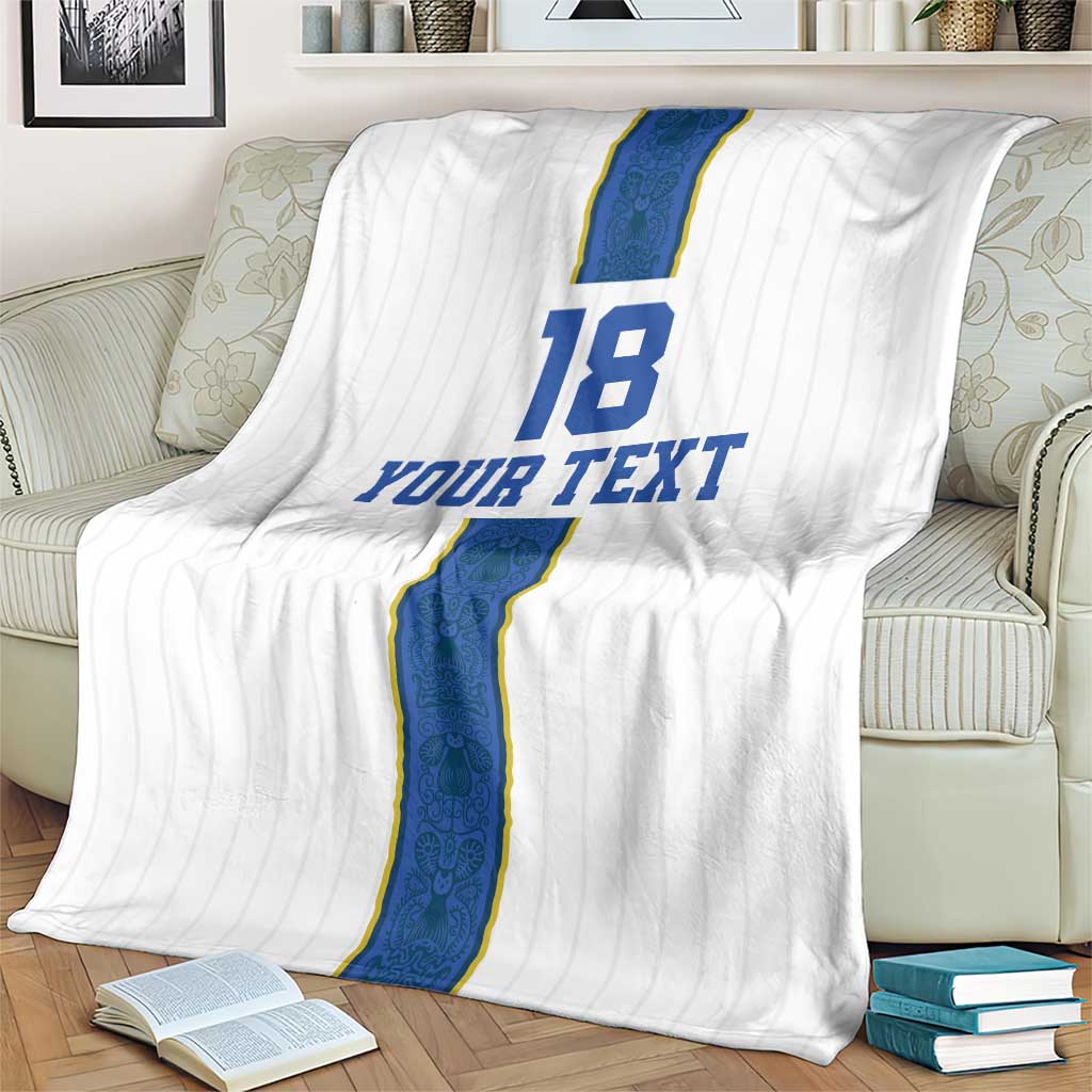 Custom Finland Football Blanket Suomi Champion Sami Pattern - Wonder Print Shop