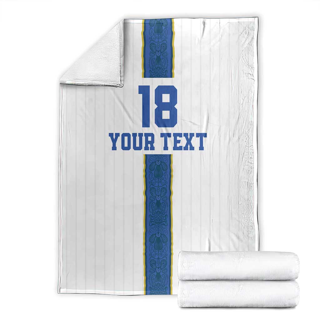 Custom Finland Football Blanket Suomi Champion Sami Pattern - Wonder Print Shop