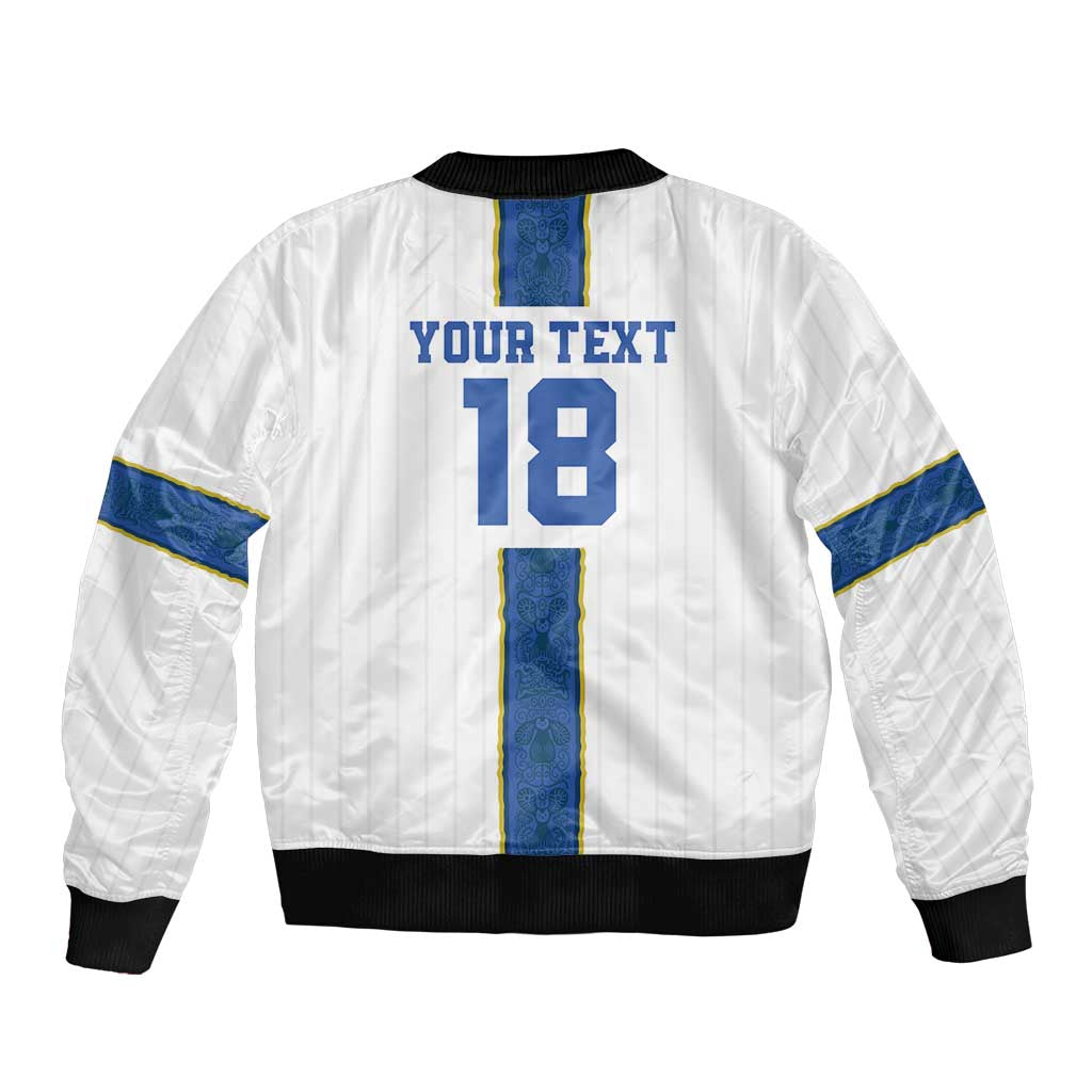 Custom Finland Football Bomber Jacket Suomi Champion Sami Pattern - Wonder Print Shop