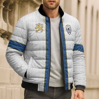 Custom Finland Football Bomber Puffer Jacket Suomi Champion Sami Pattern - Wonder Print Shop
