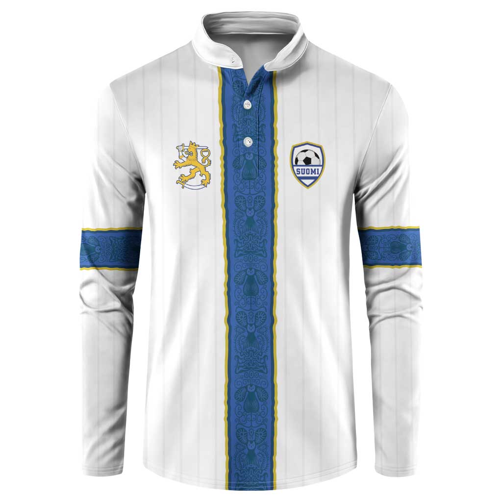 Custom Finland Football Button Sweatshirt Suomi Champion Sami Pattern - Wonder Print Shop