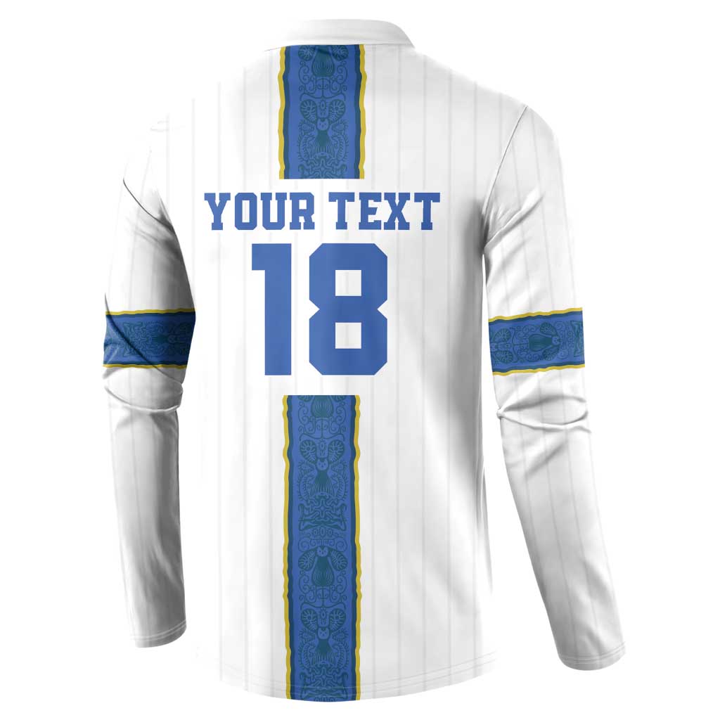 Custom Finland Football Button Sweatshirt Suomi Champion Sami Pattern - Wonder Print Shop