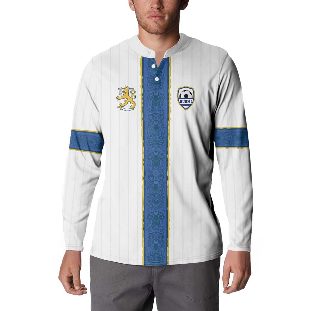 Custom Finland Football Button Sweatshirt Suomi Champion Sami Pattern - Wonder Print Shop