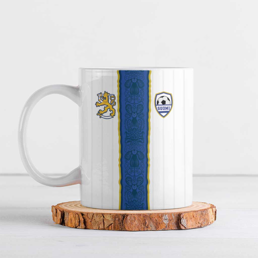Custom Finland Football Ceramic Mug Suomi Champion Sami Pattern - Wonder Print Shop