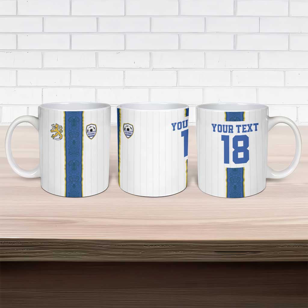 Custom Finland Football Ceramic Mug Suomi Champion Sami Pattern - Wonder Print Shop