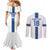 Custom Finland Football Couples Matching Mermaid Dress and Long Sleeve Button Shirt Suomi Champion Sami Pattern - Wonder Print Shop