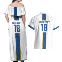 Custom Finland Football Couples Matching Off Shoulder Maxi Dress and Hawaiian Shirt Suomi Champion Sami Pattern - Wonder Print Shop