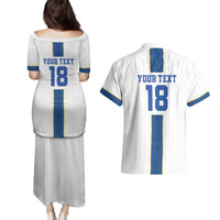 Custom Finland Football Couples Matching Puletasi and Hawaiian Shirt Suomi Champion Sami Pattern - Wonder Print Shop