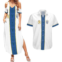 Custom Finland Football Couples Matching Summer Maxi Dress and Hawaiian Shirt Suomi Champion Sami Pattern - Wonder Print Shop