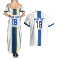 Custom Finland Football Couples Matching Summer Maxi Dress and Hawaiian Shirt Suomi Champion Sami Pattern - Wonder Print Shop