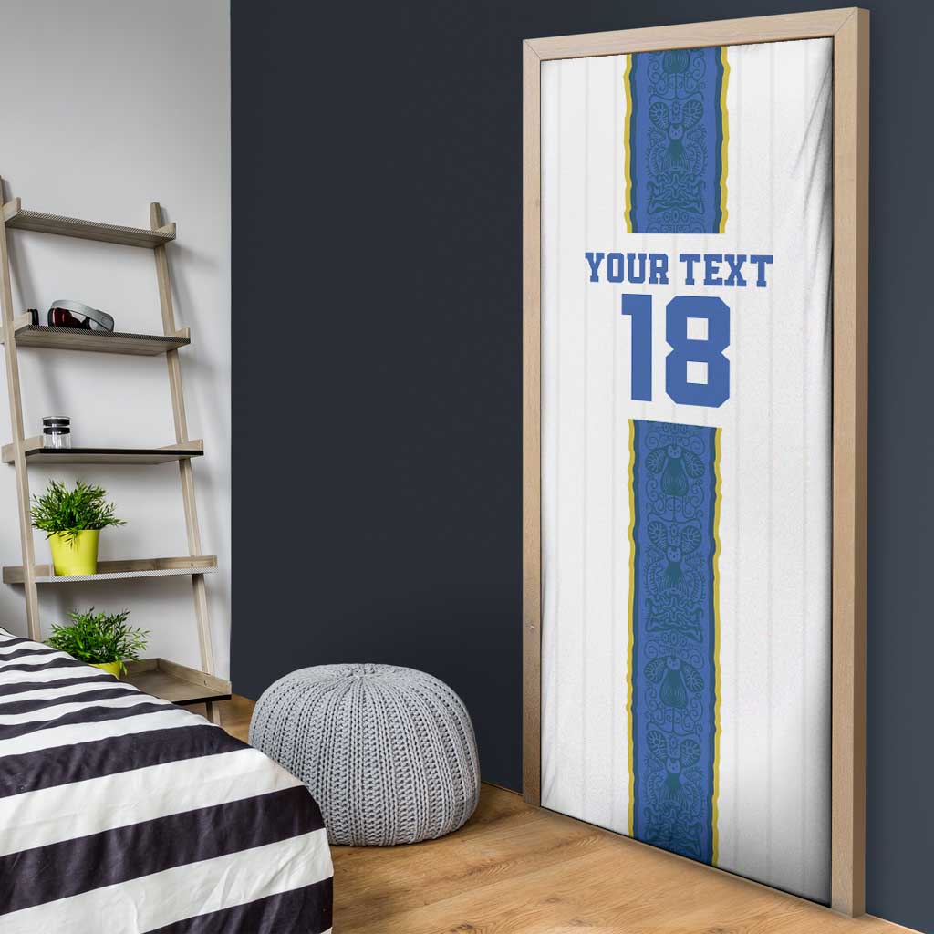 Custom Finland Football Door Cover Suomi Champion Sami Pattern - Wonder Print Shop