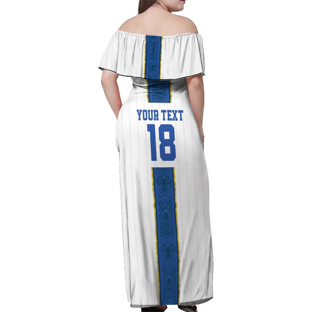 Custom Finland Football Family Matching Off Shoulder Maxi Dress and Hawaiian Shirt Suomi Champion Sami Pattern - Wonder Print Shop