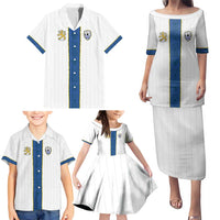 Custom Finland Football Family Matching Puletasi and Hawaiian Shirt Suomi Champion Sami Pattern - Wonder Print Shop