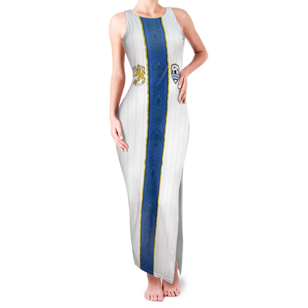 Custom Finland Football Family Matching Tank Maxi Dress and Hawaiian Shirt Suomi Champion Sami Pattern - Wonder Print Shop