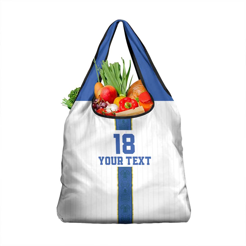 Custom Finland Football Grocery Bag Suomi Champion Sami Pattern - Wonder Print Shop