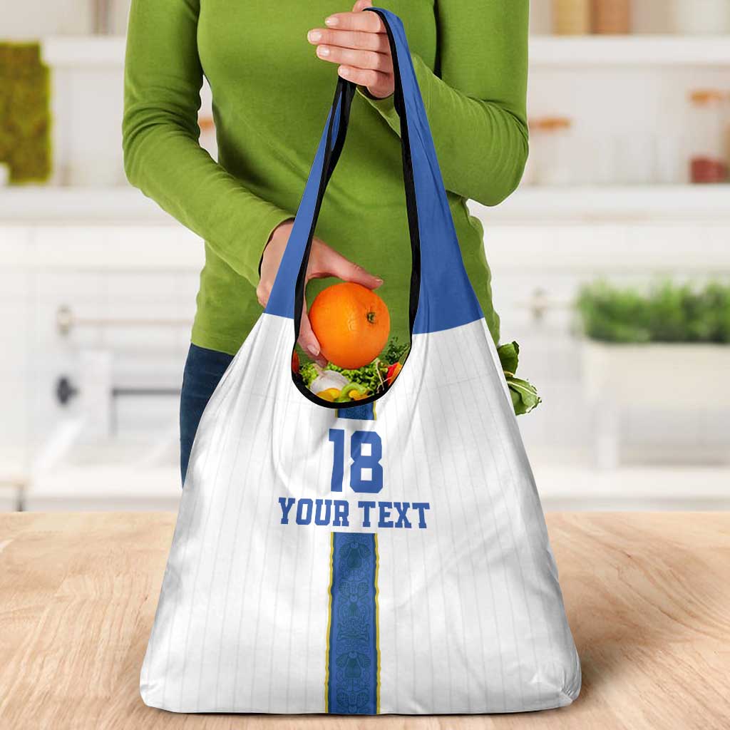 Custom Finland Football Grocery Bag Suomi Champion Sami Pattern - Wonder Print Shop